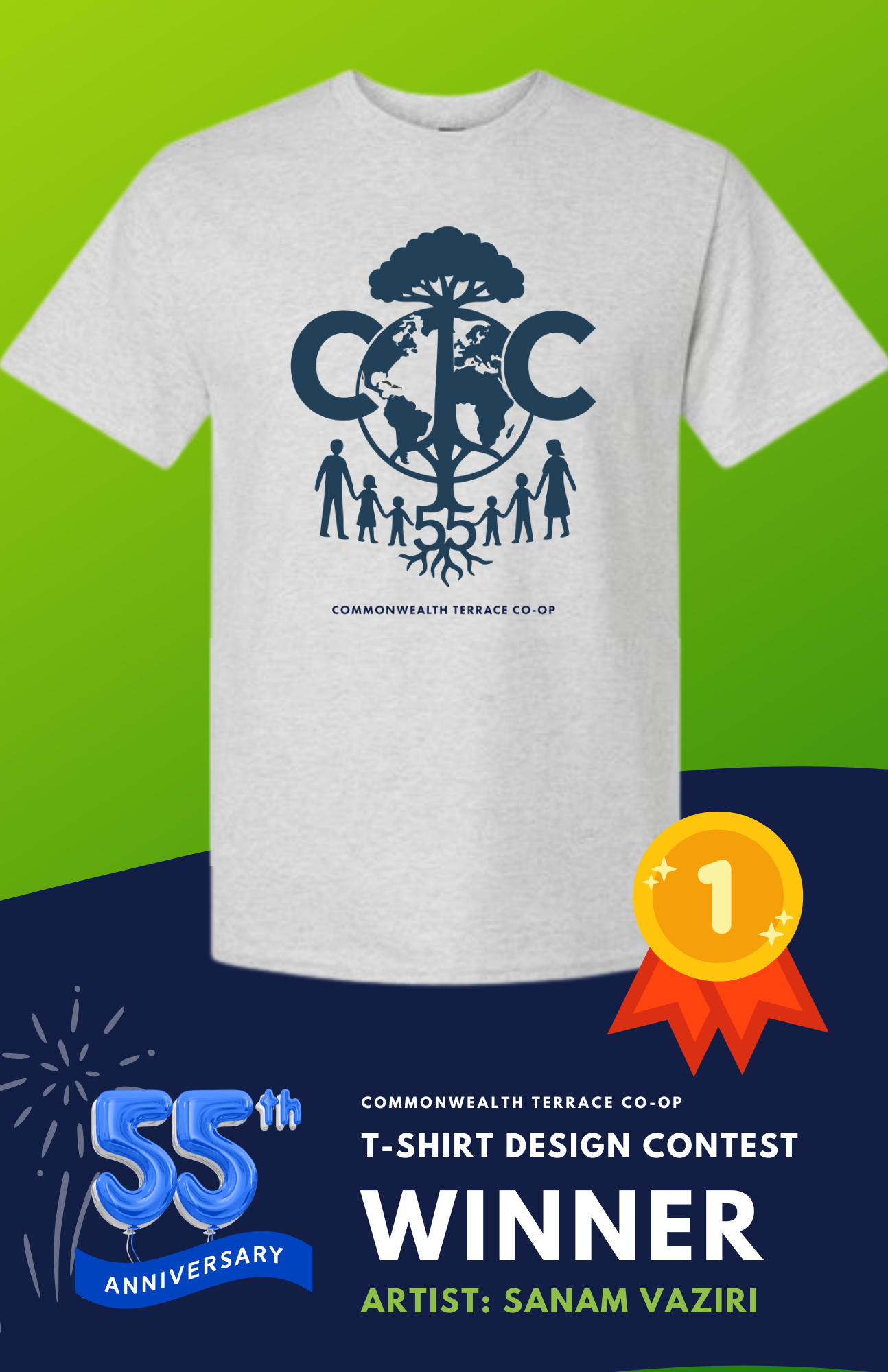 55th Anniversary T-Shirt Winner Mock-up