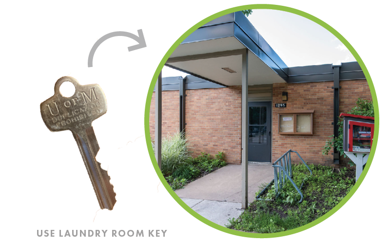 Pictures of Laundry Room Key and Study Center Entrance