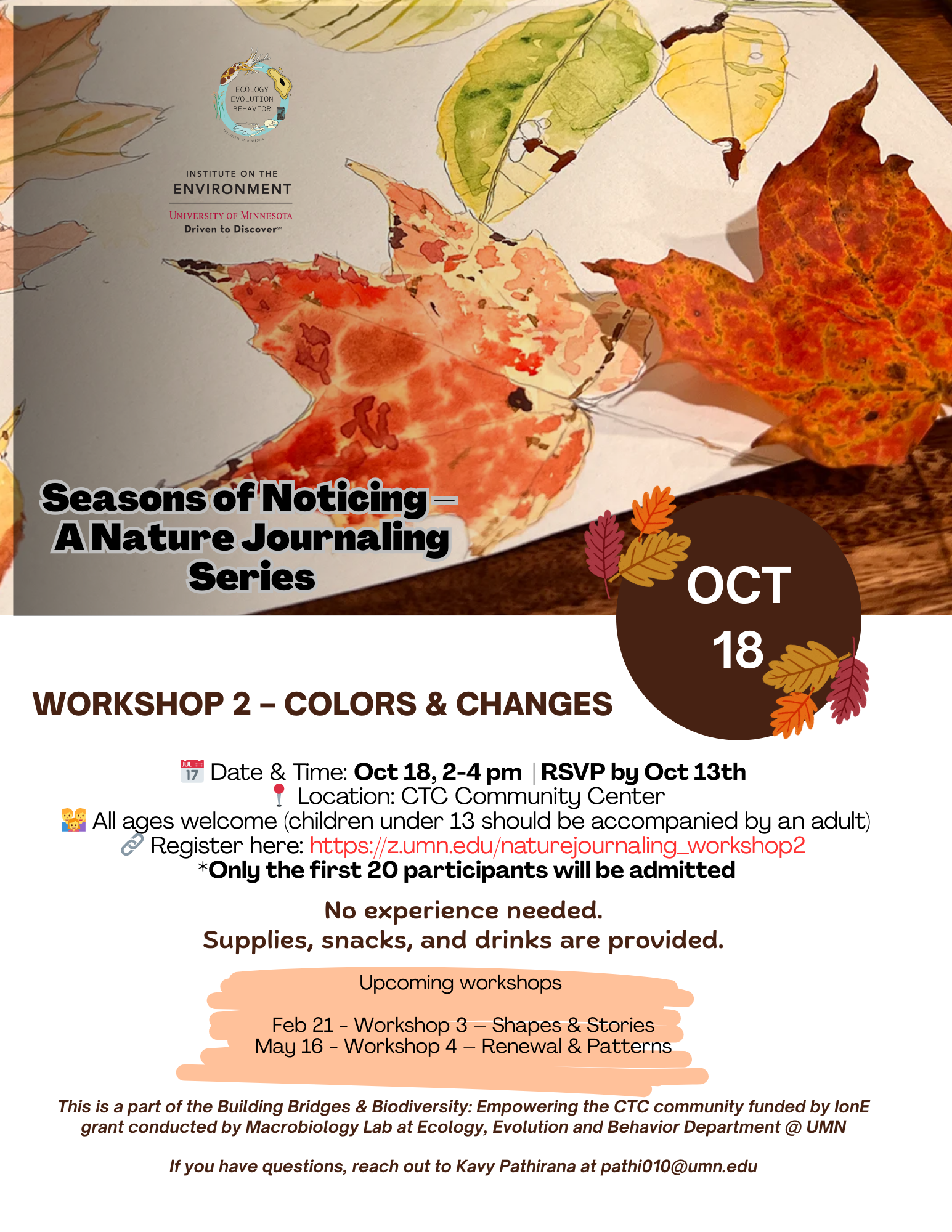 Nature Journaling Flyer for Oct 18, 2025